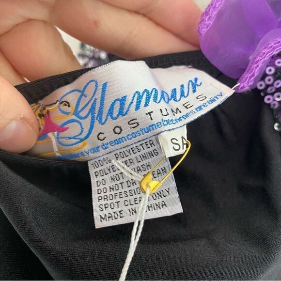 Glamour dance costume purple velvet sequin feather sassy 187 adult small SA -NEW - Picture 10 of 12